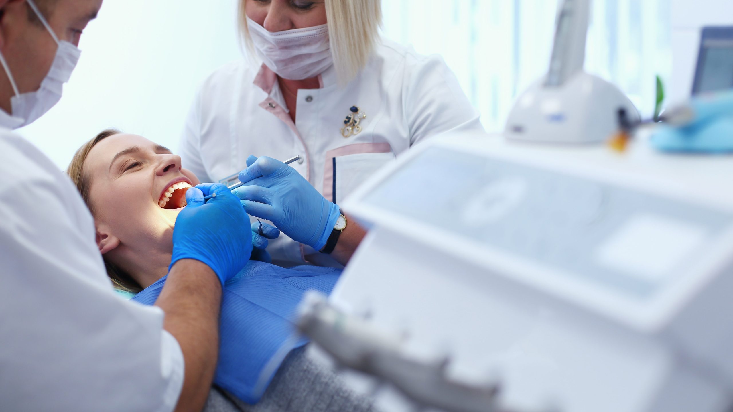 Doctor and patient in the dental clinic.